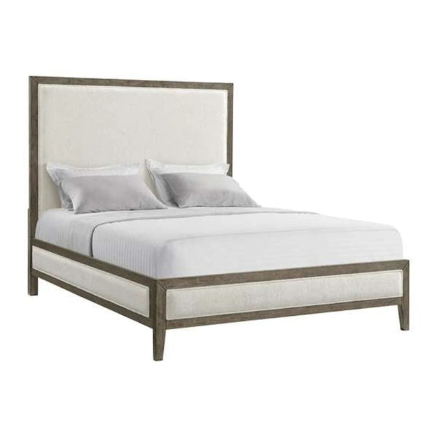 Elements International Versailles Queen Upholstered Panel Bed in Grey