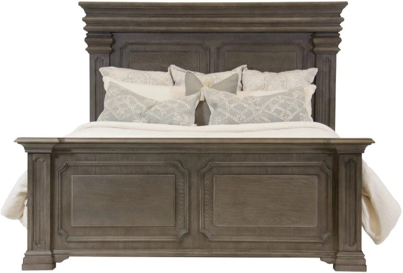 Elements International Kings Court Queen Panel Bed in Grey