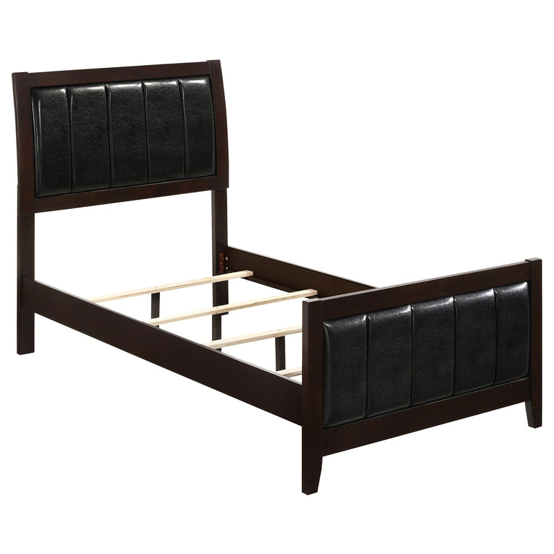 Carlton Full & Twin Upholstered Panel Bed Cappuccino and Black