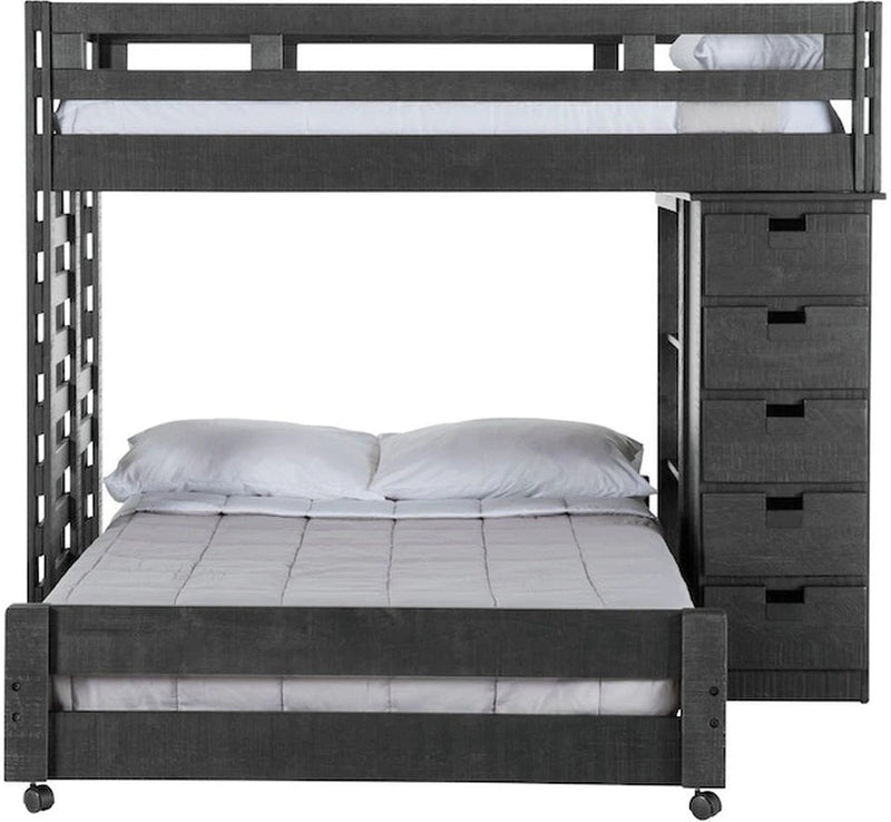 Elements International Cali Kids Twin Loft Bookcase Bed in Sleek Gray