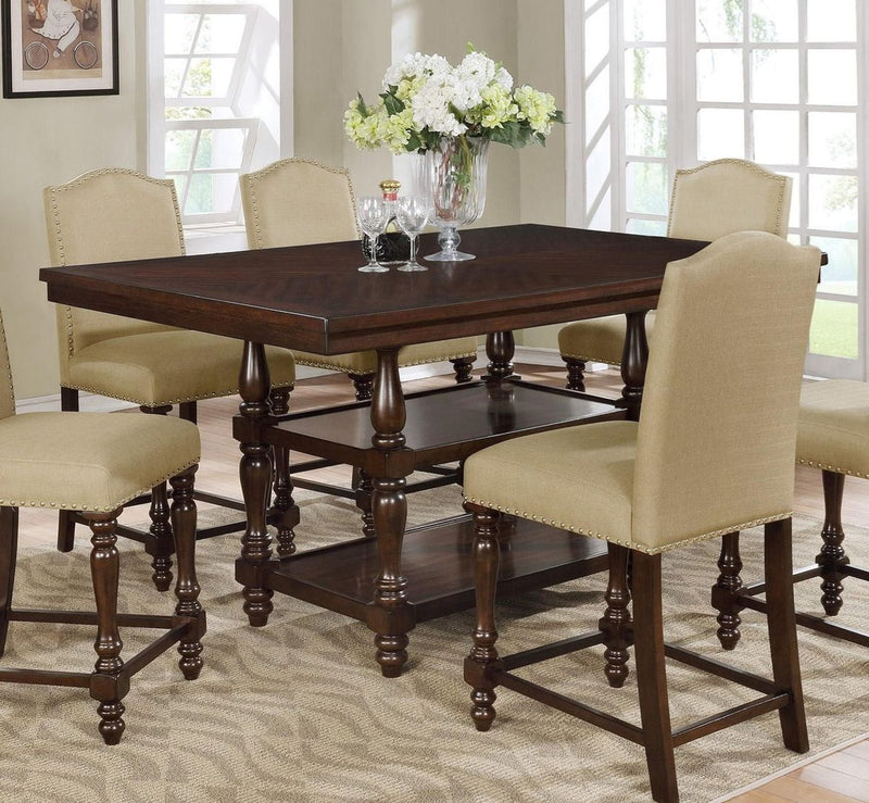 Crown Mark Langley Counter Height Table in Dark Brown