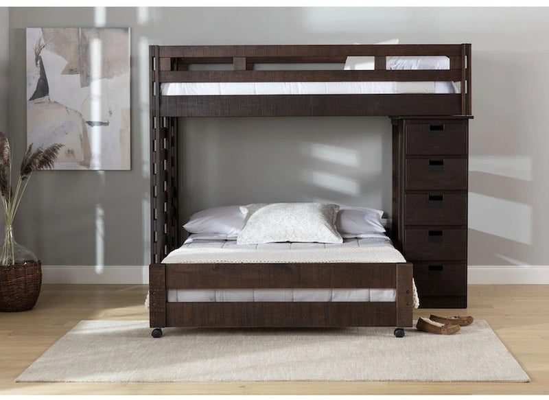 Elements International Cali Kids Twin Loft Bookcase Bed in Brown