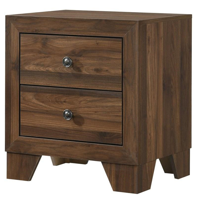 Crown Mark Millie Nightstand in Brown Cherry