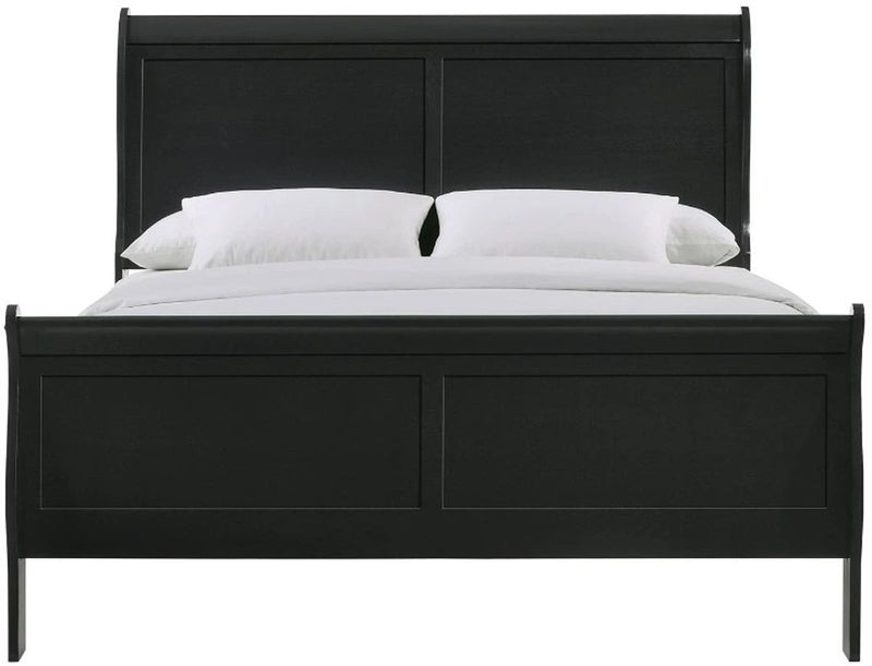 Elements International Louis Philippe Queen Panel Bed in Black