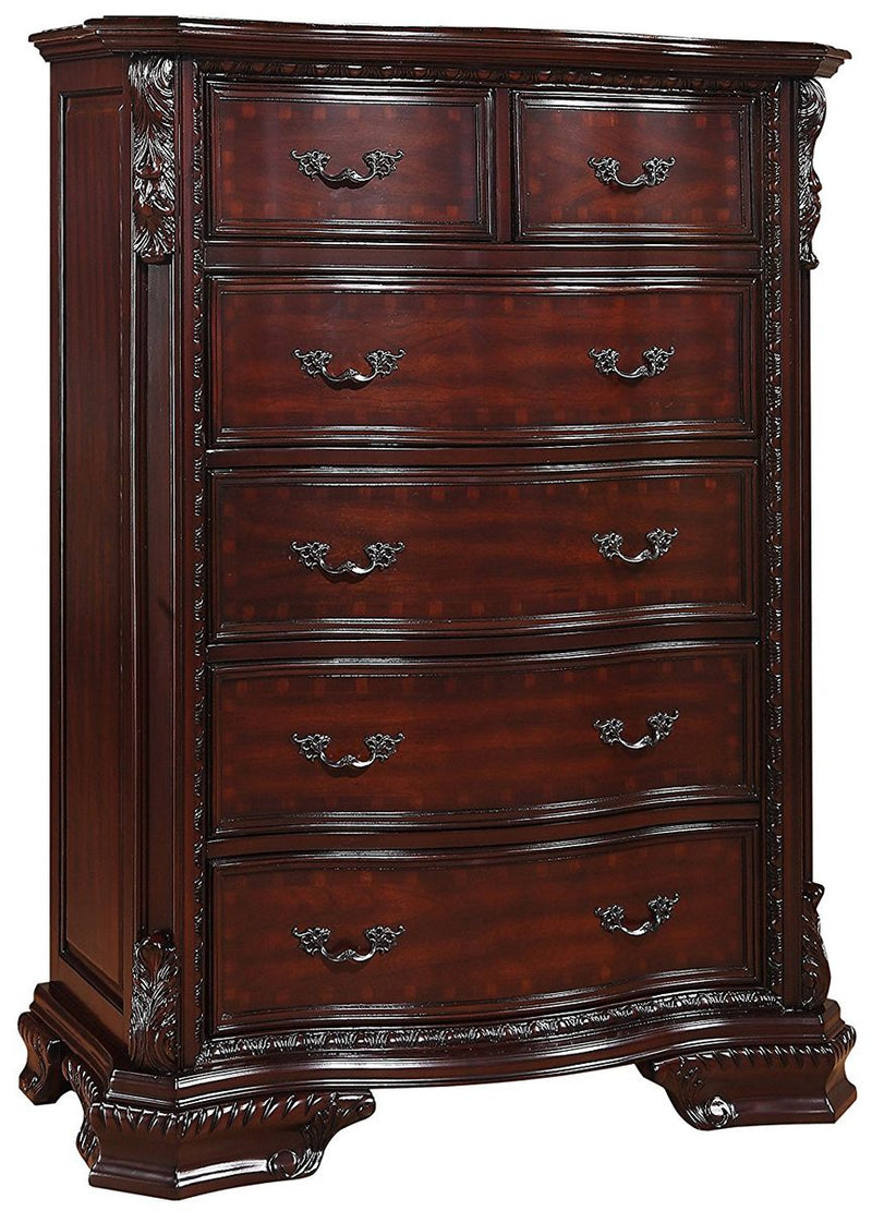 Crown Mark Furniture Sheffield 6-Drawer Chest in Dark Cherry