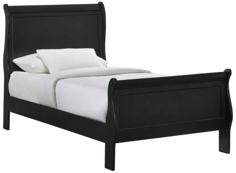Elements International Louis Philippe Twin Panel Bed in Black