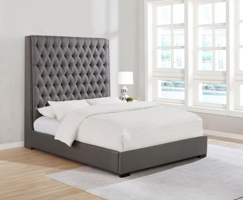 Camille Tall Tufted Bed Grey