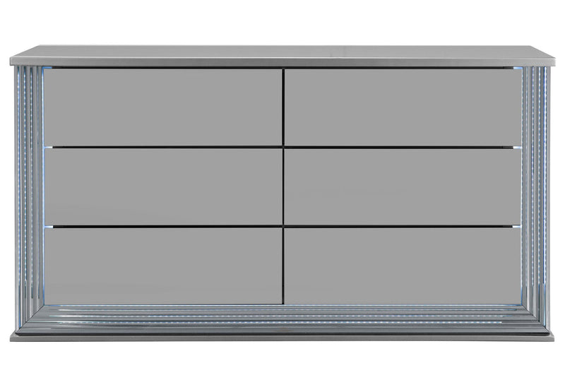 YLIME SMOOTH SILVER DRESSER WITH LED