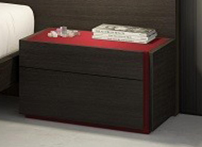 J&M Furniture Lagos Left Facing Night Stand in Red Gloss & Wenge