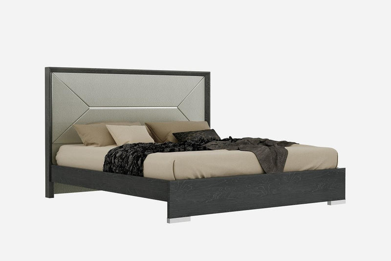 J&M Furniture Monte Leone King Panel Bed in Grey