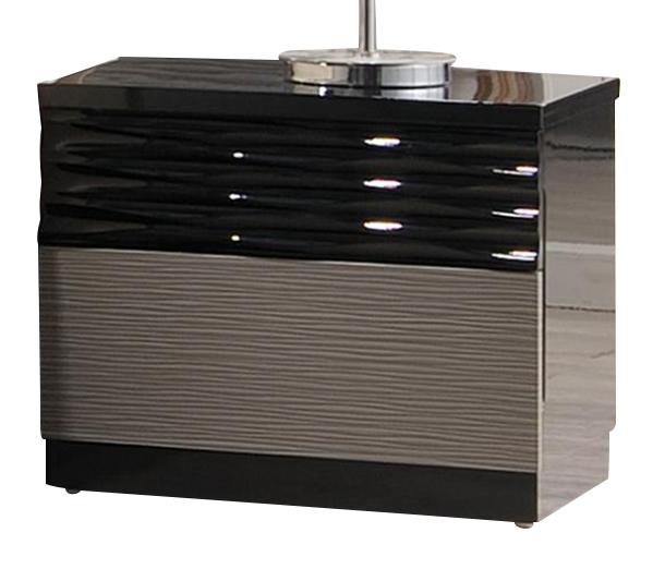 J&M Furniture Roma Nightstand in Black & Grey Lacquer
