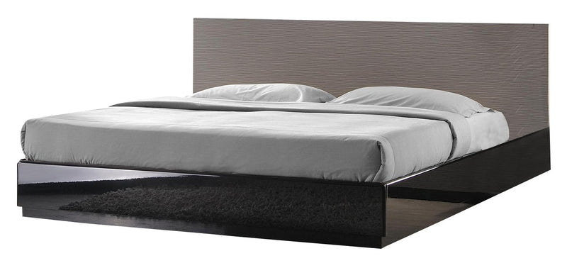 J&M Furniture Roma Queen Platform Bed in Black & Grey Lacquer