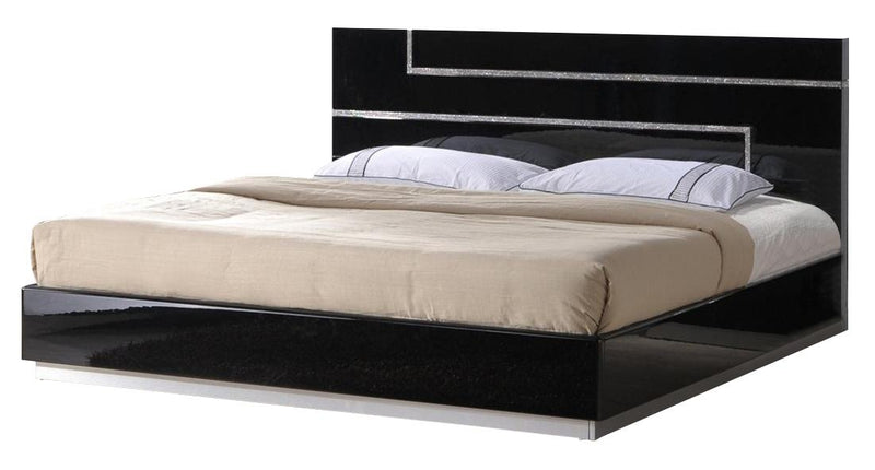 J&M Lucca King Platform Bed in Black Lacquer