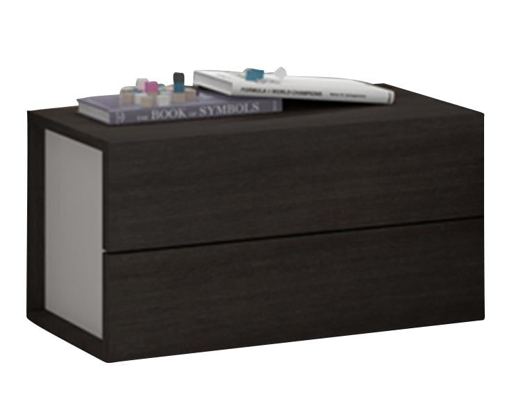 J&M Maia 2 Drawer Nightstand Right in Light Grey and WengeR