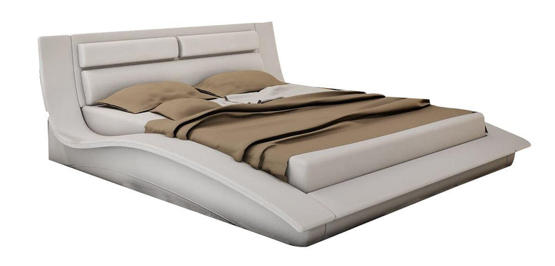 J&M Wave King Curve Panel Bed in White