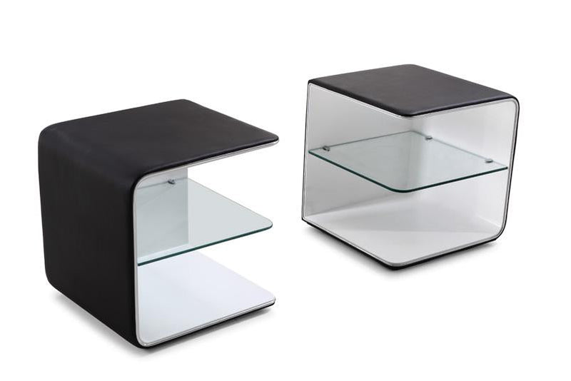 J&M Wave Nightstand in Black and White