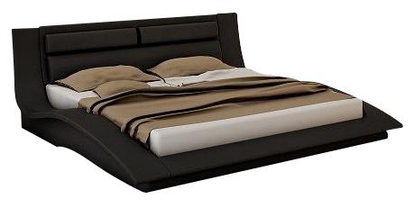J&M Wave Queen Curve Panel Bed in Black