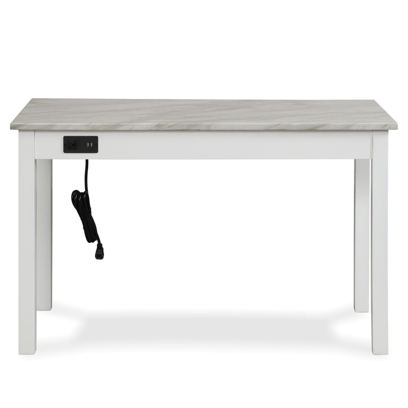 CELESTE DESK W/WHITE/GRAY FAUX MARBLE TOP-WHITE BASE
