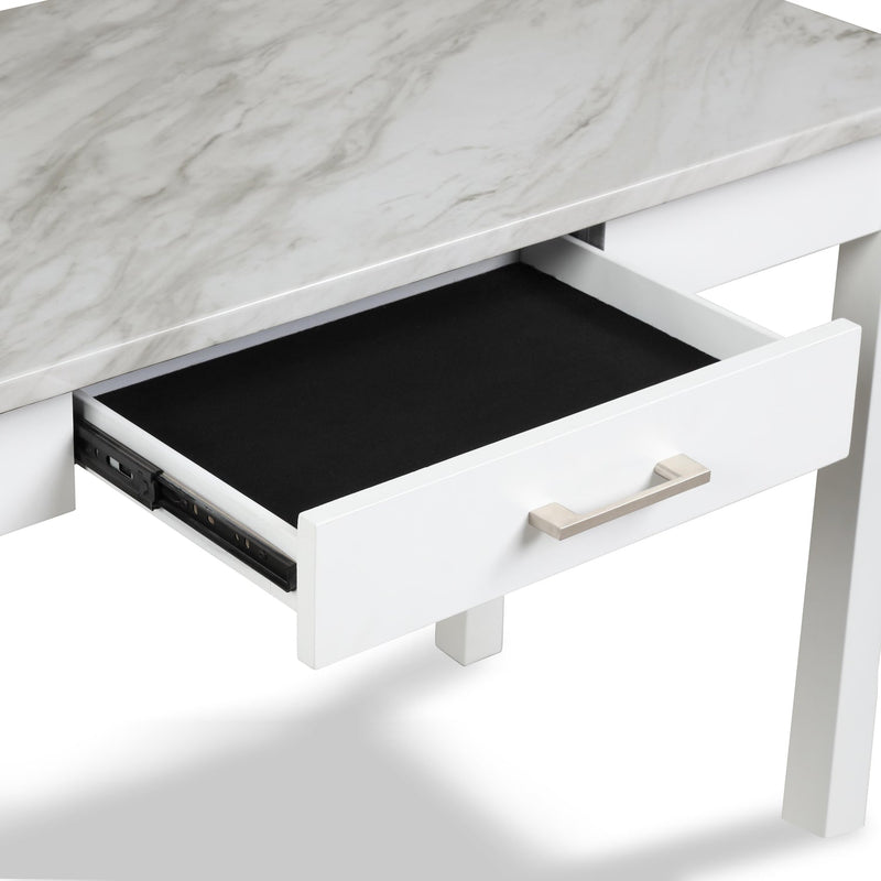 CELESTE DESK W/WHITE/GRAY FAUX MARBLE TOP-WHITE BASE