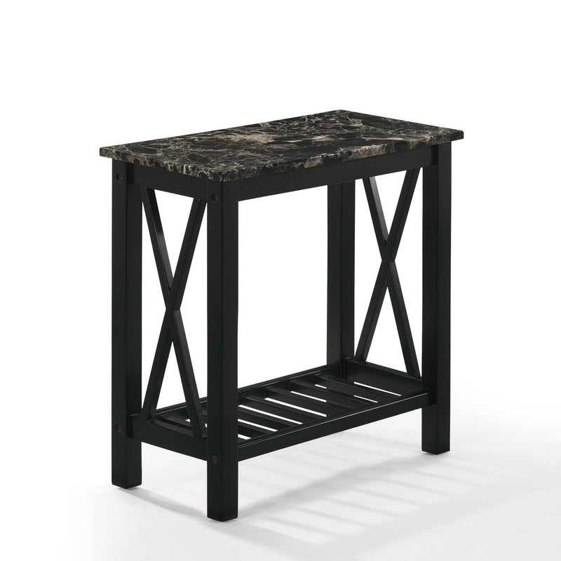 EDEN CHAIRSIDE TABLE-BLACK W/FAUX MARBLE TOP