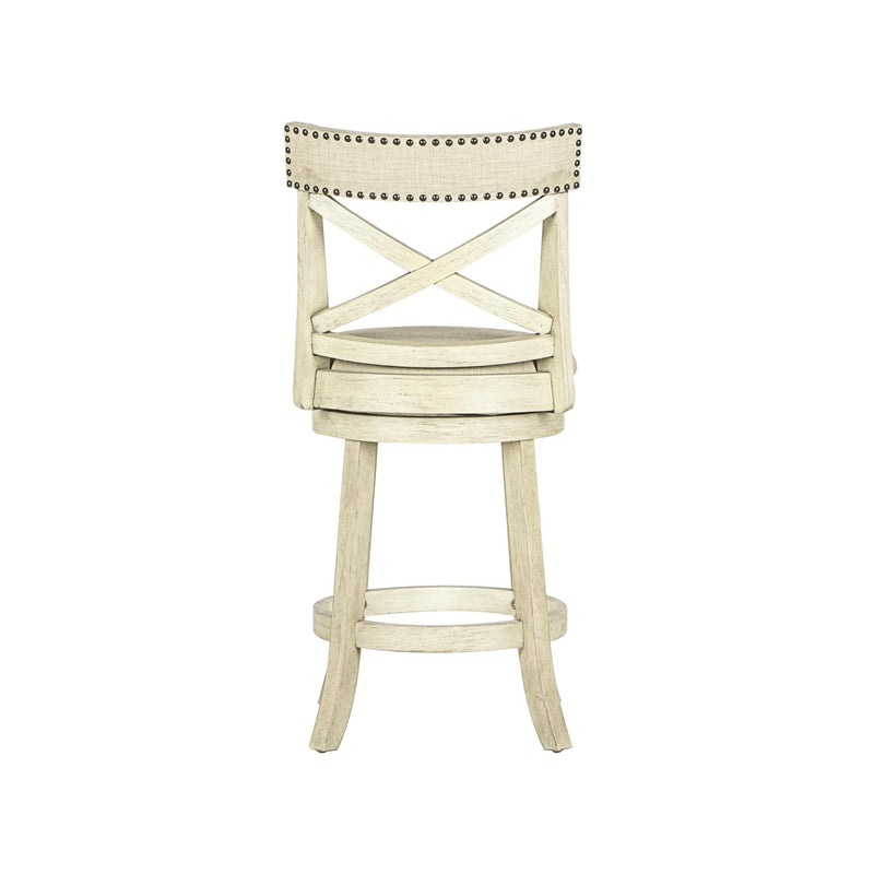 YORK 24" COUNTER STOOL-ANT WHITE W/FABRIC SEAT