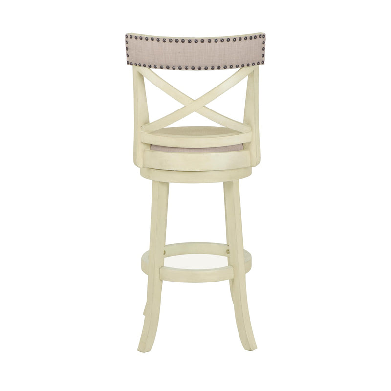 YORK 29" BAR STOOL-ANT WHITE W/FABRIC SEAT