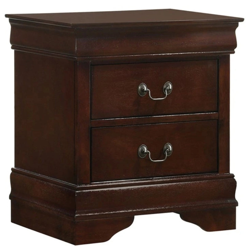 Elements International Louis Philippe Nightstand in Cherry