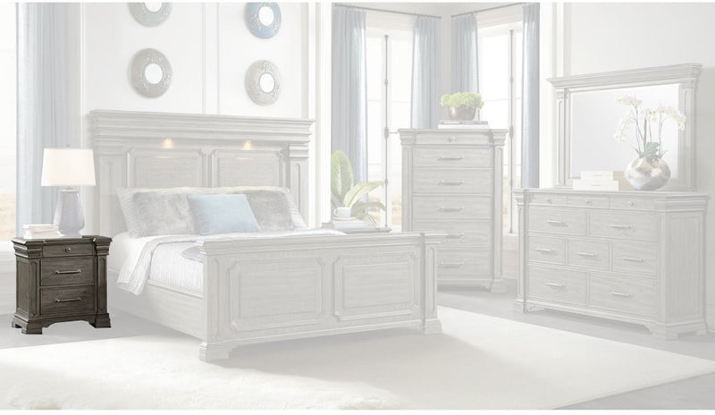 Elements International Kings Court Nightstand in Grey