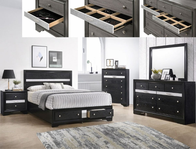 Crown Mark Regata King Storage Bed in Black
