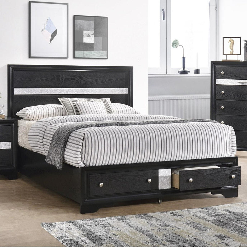 Crown Mark Regata Queen Storage Bed in Black