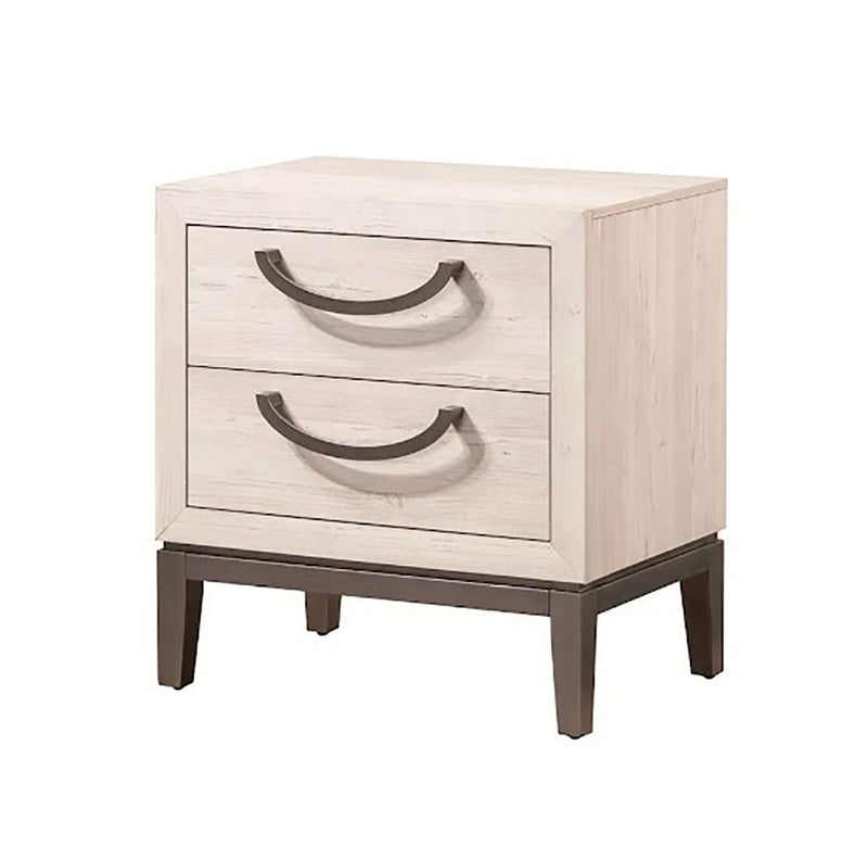 Crown Mark Furniture Veda 2 Drawer Nightstand in Beige