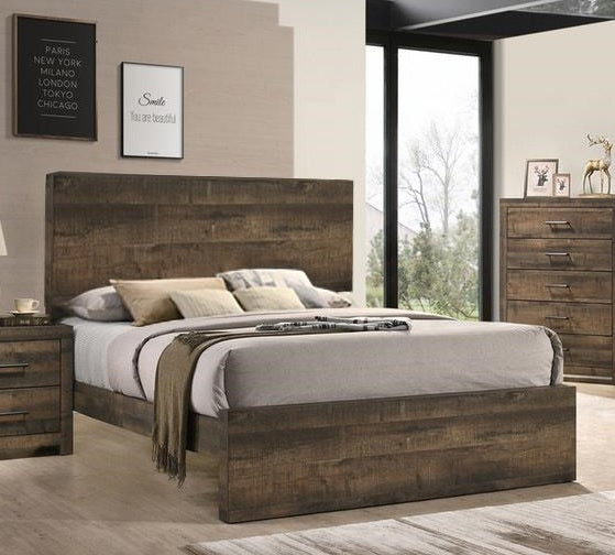 Elements International Bailey Queen Panel Bed in Warm Walnut