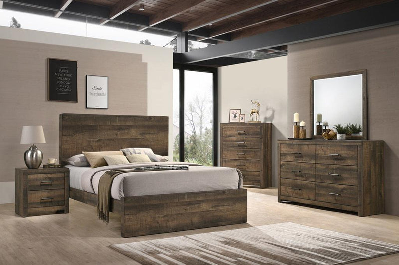 Elements International Bailey Queen Panel Bed in Warm Walnut