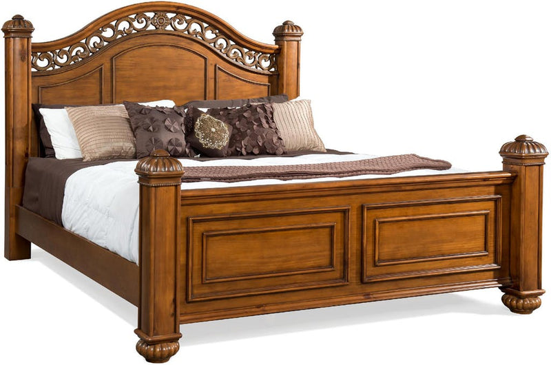 Elements International Barkley Square Queen Bed in Oak