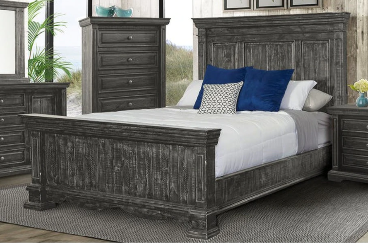Elements International Condesa Grey King Panel Bed in Gray