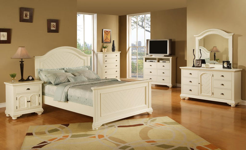 Elements International Brook White Twin Panel Bed in Lacquer White
