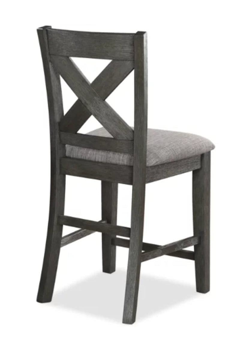 Crown Mark Furniture Rufus Counter Height Chair in Dark Gray (Set of 2)