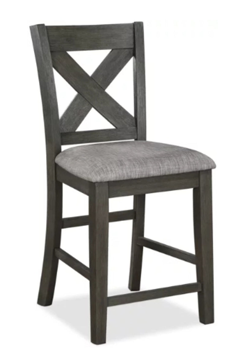 Crown Mark Furniture Rufus Counter Height Chair in Dark Gray (Set of 2)