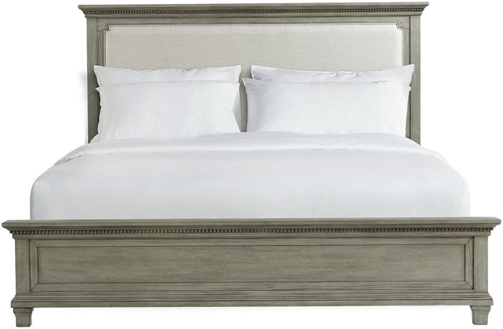 Elements International Crawford King Panel Bed in Gray