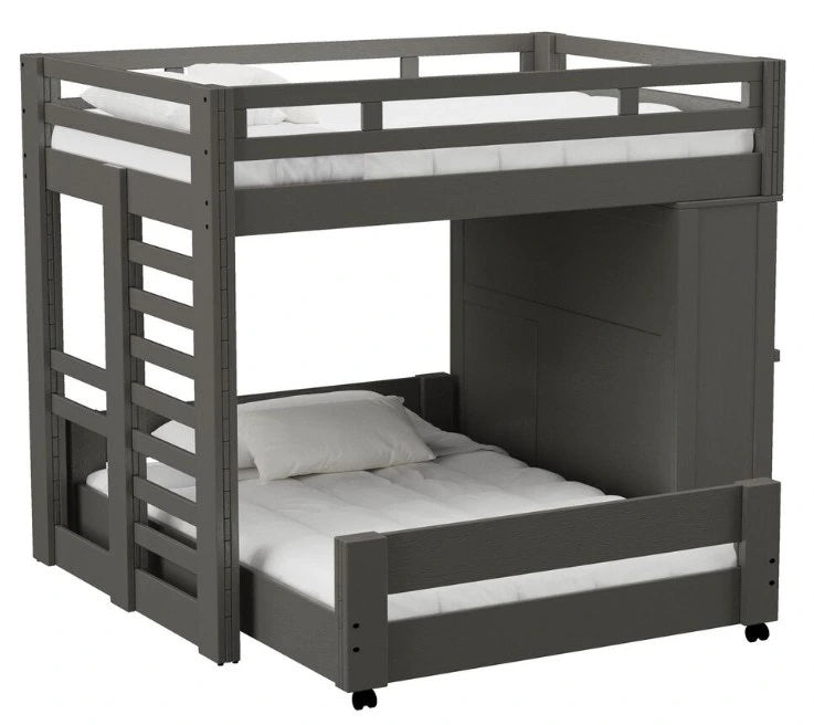 Elements International Cali Kids Twin Over Full Basic Loft Bed with Desk in Sleek Gray