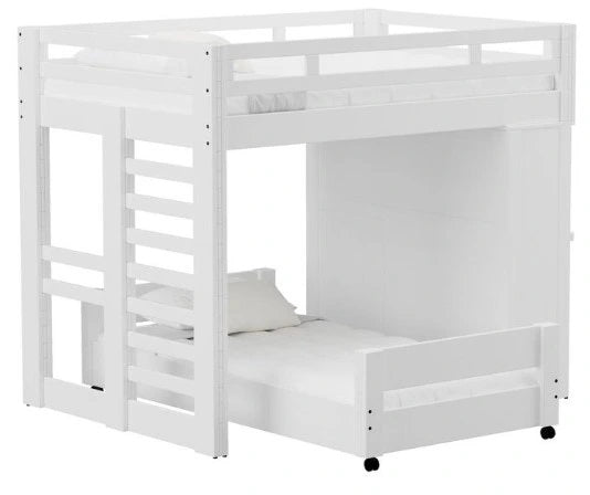 Elements International Cali Kids Twin Over Twin Basic Loft Bed with Desk in White