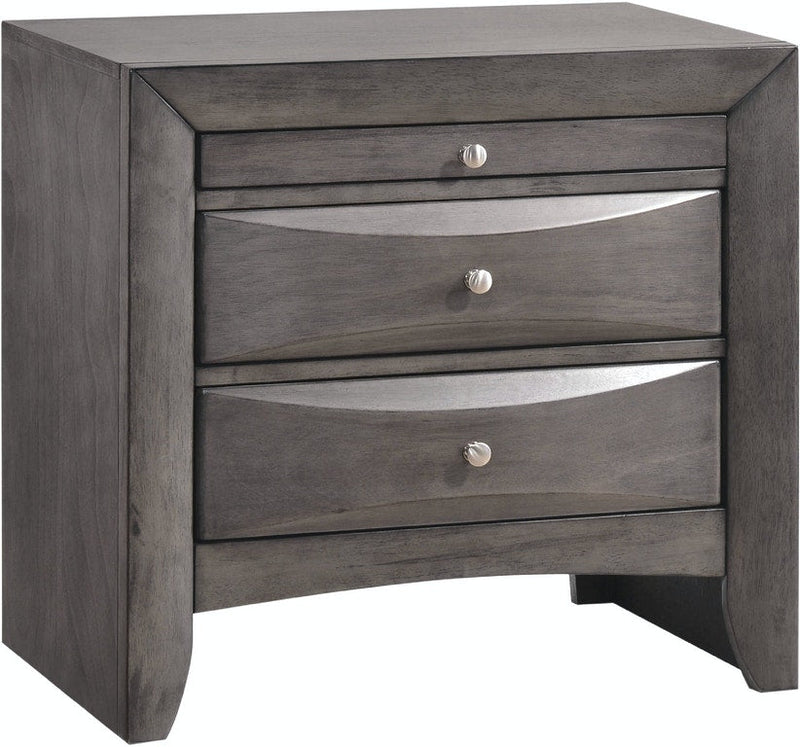 Elements International Emily Grey 3 Drawer Nightstand in Gray