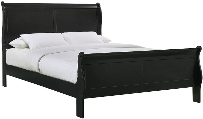 Elements International Louis Philippe Full Panel Bed in Black