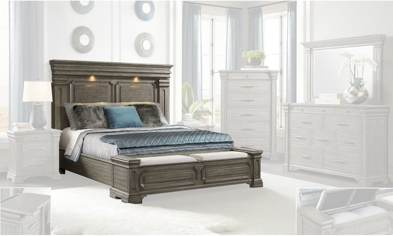 Elements International Kings Court Queen Storage Bed in Grey