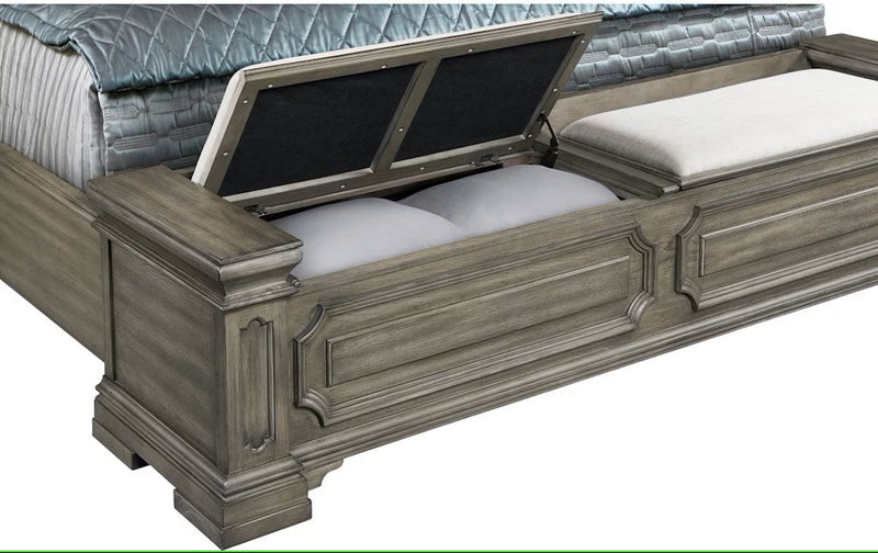 Elements International Kings Court Queen Storage Bed in Grey