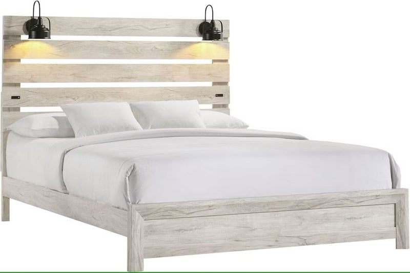 Elements International Fort Worth Queen Panel Bed in White