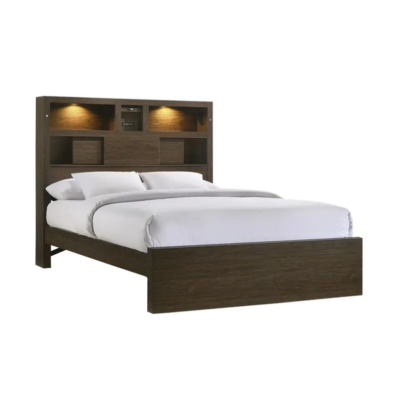 Elements International Hendricks Queen Music Bed in Brown Grey
