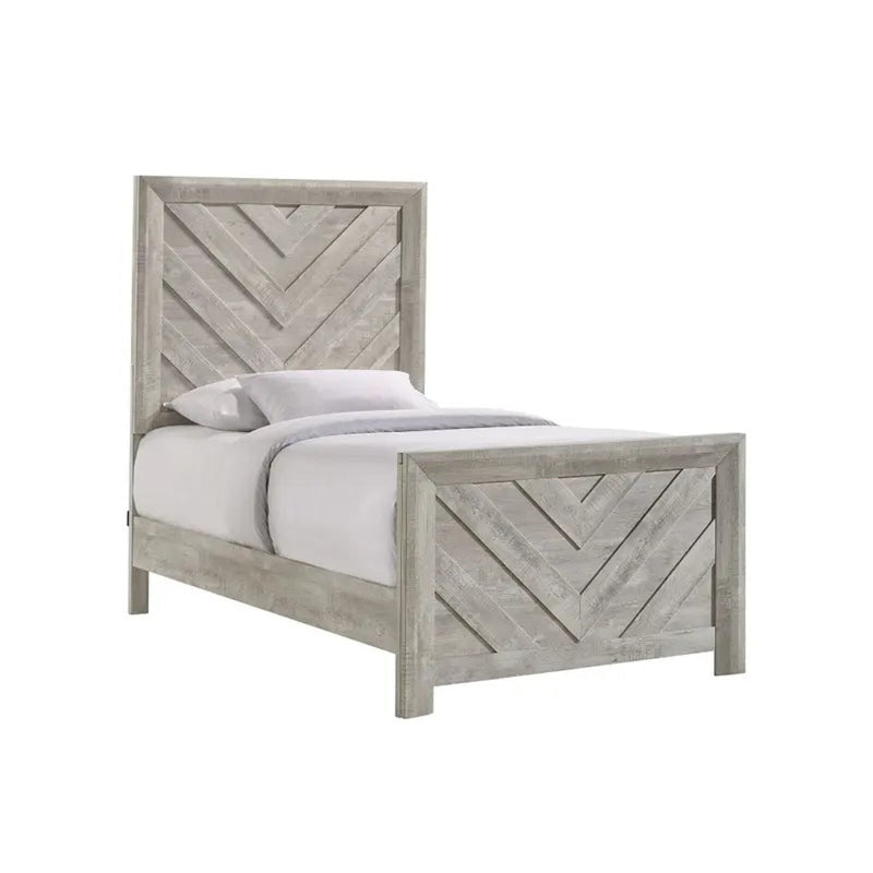 Elements International Ellen Twin Panel Bed in White EL700TB