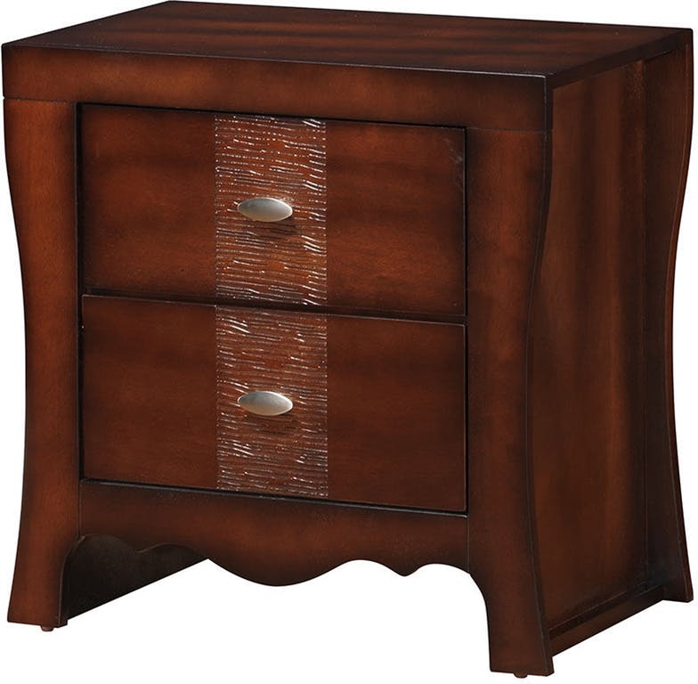 Elements International Jenny 2 Drawers Nightstand in Medium Espresso Lacquer