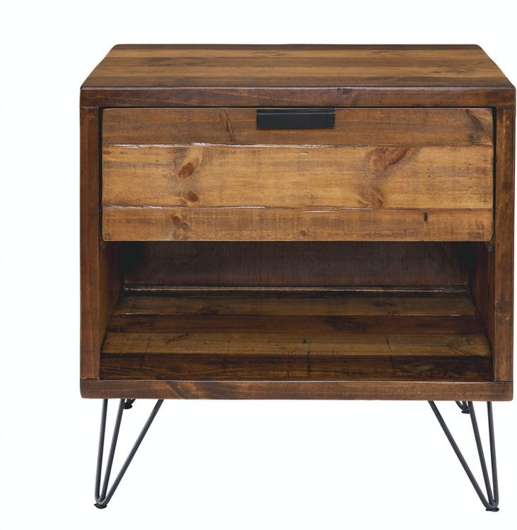 Elements International Cruz 1 Drawer Nightstand in Brown